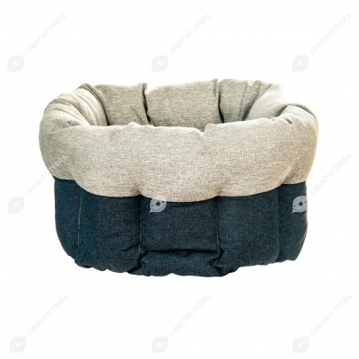 Лежак круглый пухлый с подушкой СЕРЫЙ серия NAVY (49 * 49 * 30 см), ДАРЭЛЛ