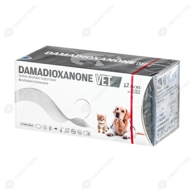 DAMADIOXANONE (ПДО) монофиламентная рассасывающаяся нить (1 * 75 см, 4-0) с иглой 16 мм, 1/2, колющая, 12 шт