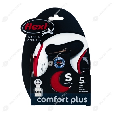 Рулетка COMFORT PLUS S (5 м, 15 кг) ремень, красный, FLEXI