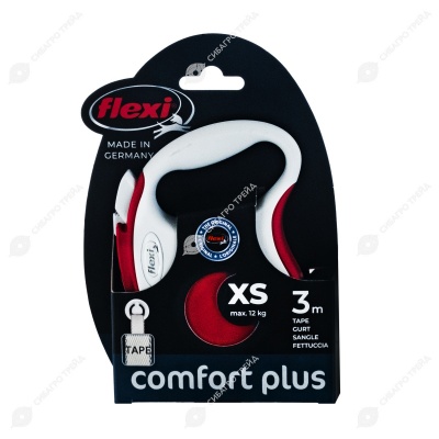 Рулетка COMFORT PLUS XS (3 м, 12 кг) ремень, красный, FLEXI