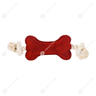 Игрушка КОСТЬ 33 * 8 * 2 см для собак (замша, х/б канат), красная