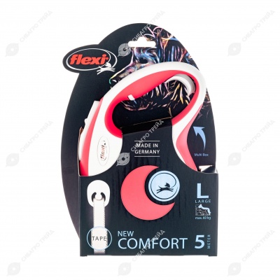 Рулетка COMFORT L (5 м, до 60 кг) ремень, красный, FLEXI