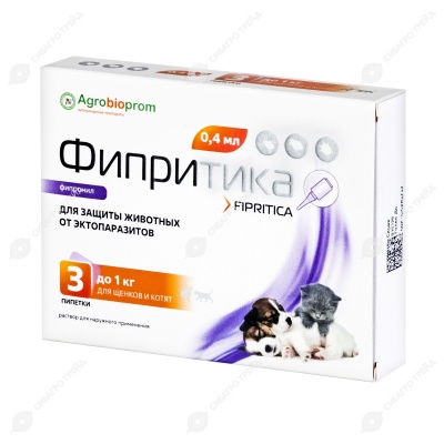 ФИПРИТИКА капли для щенков и котят, 3 пипетки по 0,4 мл