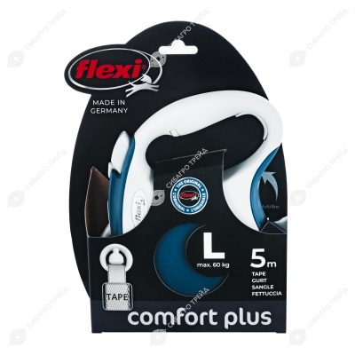 Рулетка COMFORT PLUS L (5 м, 60 кг) ремень, синий, FLEXI