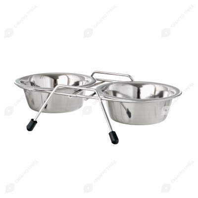 Миски металлические на подставке 2 * 0,18 л, DOGMAN
