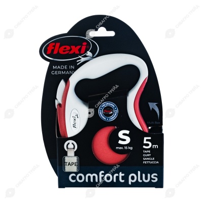 Рулетка COMFORT PLUS S (5 м, 15 кг) ремень, светло-красный, FLEXI