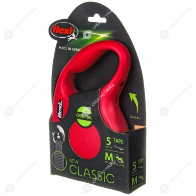 Рулетка CLASSIC M (5 м, 25 кг) ремень, красный, FLEXI