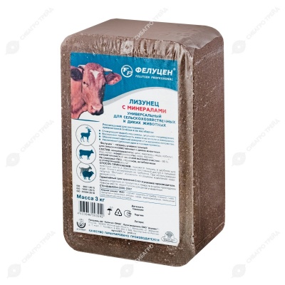 ФЕЛУЦЕН-ЛИЗУНЕЦ для КРС, коз и овец, солевой с минералами, 3 кг