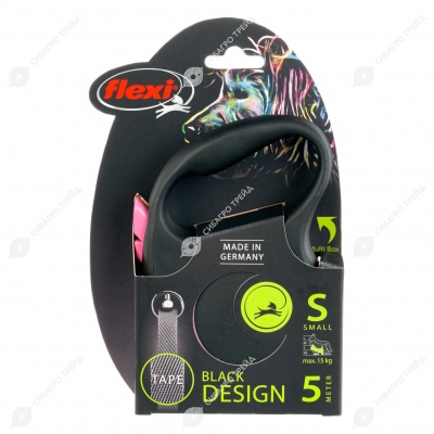 Рулетка BLACK DESIGN S (5 м, 15 кг) ремень, розовый, FLEXI