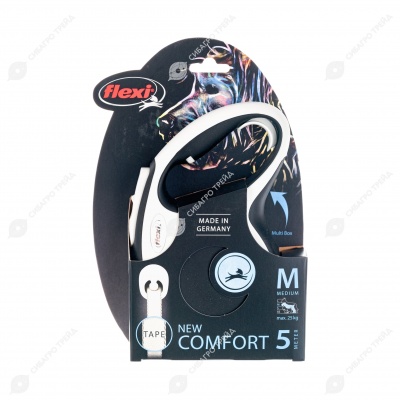 Рулетка COMFORT M (5 м, до 25 кг) ремень, чёрный, FLEXI
