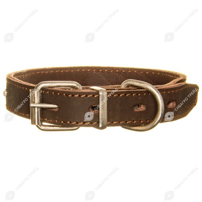 Ошейник №20 кожаный (ДВОЙНОЙ, СТРАЗЫ), КАСКАД