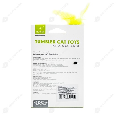 Игрушка яйцо-неваляшка с пером (h=32 см) для кошек, микс, NUNBELL