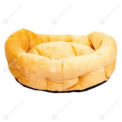 Лежанка PUMA овальная пухлая с подушкой БЕЖЕВЫЙ (50 * 40 * 16 см)