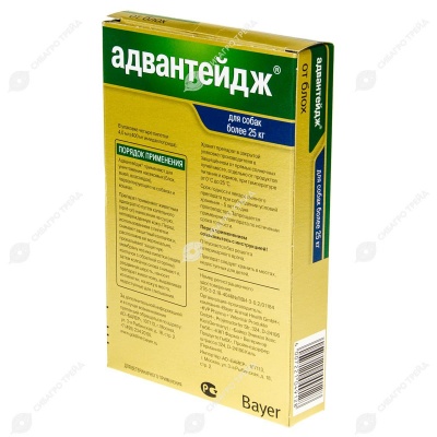 АДВАНТЕЙДЖ капли для собак от 25 кг, 4 пипетки