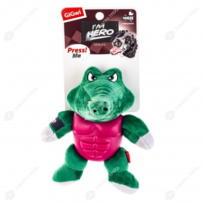 Крокодил с пищалкой в резиновой защите, 21 см, GIGWI