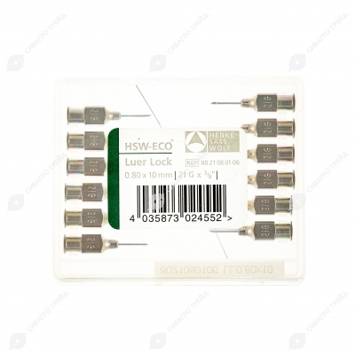 Игла 0,8 * 10 Luer, 12 шт, HSW-ECO