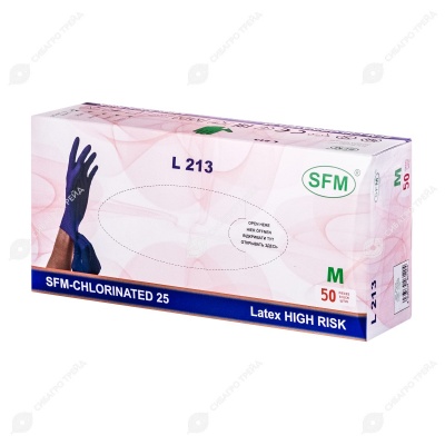 Перчатки латексные усиленные с удлиненной манжетой, размер M, 50 шт, SFM HIGH RISK