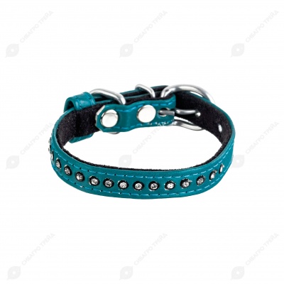Ошейник цветной с украшением стразы сплошной ряд 10/260