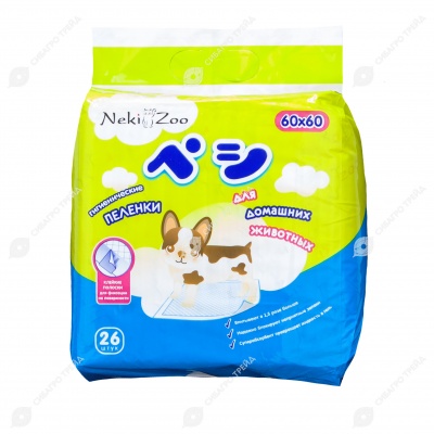Пелёнки NEKI ZOO 60 * 60 см, с липучками, 26 шт