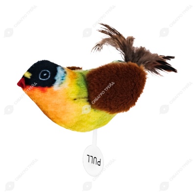 Игрушка WOGY Птичка с меховыми крылышками (17/12 * 6 см) для кошек, мягкая, интерактивный звук, микс