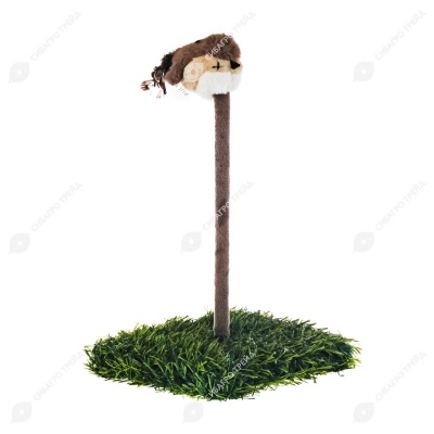 Игрушка WOGY Птичка поющая меховая 28 см, подставка (16 * 16 см) для кошек