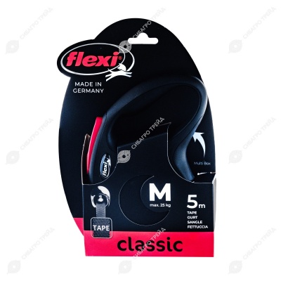 Рулетка CLASSIC M (5 м, 25 кг) ремень, черный, FLEXI