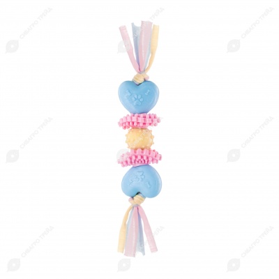 Игрушка сердечки+колечки на канатике (23 * 4,5 * 4,5 см) для собак, микс, NUNBELL