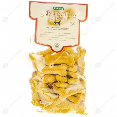 Лакомство печенье БИСКОТТИ для собак с бараниной, 350 мг. TITBIT.