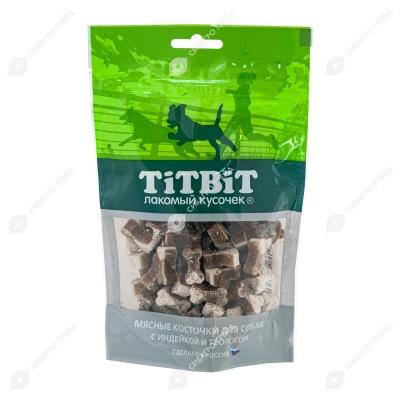 TITBIT лакомство косточки мясные с индейкой и творогом для собак, 145 г