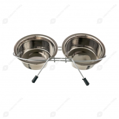 Миски металлические на подставке 2 * 0,3 л, ЗОЛОТАЯ РЫБКА