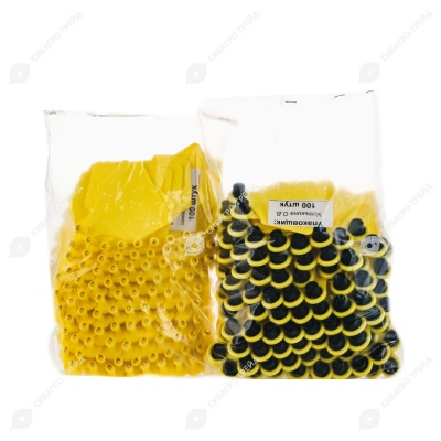 Бирка двойная СКС (61 * 80 мм) жёлтая, металлический наконечник (под щипцы СКС с ИГЛОЙ), 100 шт