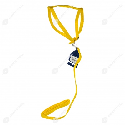 Комплект шлейка (ОШ до 25 см) и поводок (1,2 м), 1,2 см, ЖЁЛТЫЙ, ДАРЭЛЛ