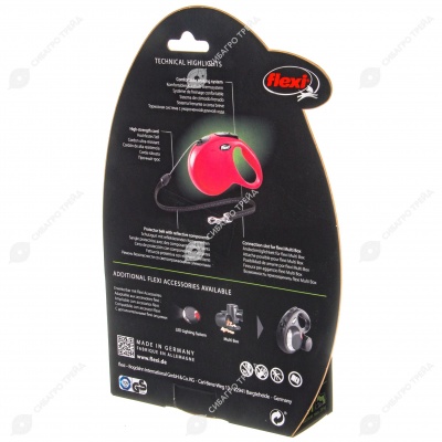 Рулетка CLASSIC M (8 м, 20 кг) трос, красный, FLEXI