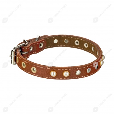 Ошейник №17 кожаный (ПОДКЛАД, УКРАШЕННЫЙ), ЧК