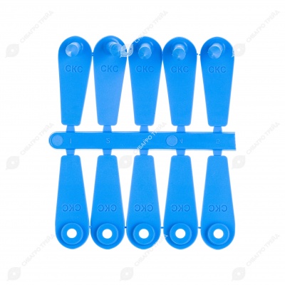 Бирка "Лепесток" с номером, под щипцы с синей иглой 50 * 18 мм, 50 шт