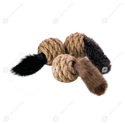 Набор игрушек для кошек "Джутовый шарик с норкой" шоу-бокс, 25 шт