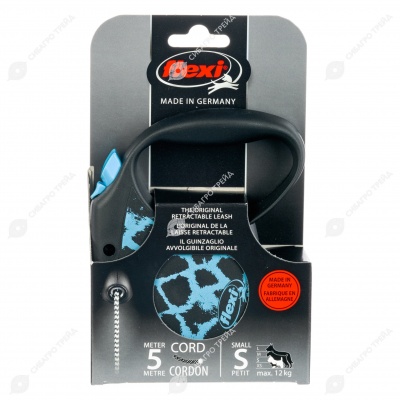 Рулетка SAFARI S (5 м, 12 кг) трос, синий жираф, FLEXI