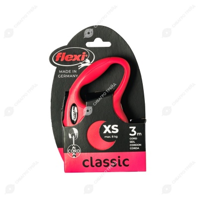 Рулетка CLASSIC XS (3 м, 8 кг) трос, красный, FLEXI