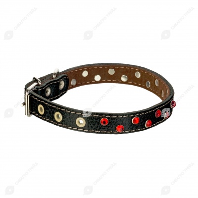 Ошейник №17 кожаный (ПОДКЛАД, СТРАЗЫ), ЧК