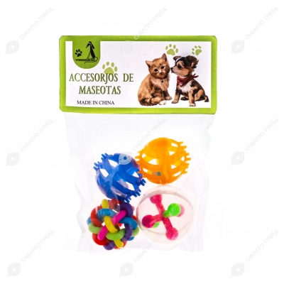 Набор игрушек для кошек (d=4 см), микс, 4 шт, NUNBELL