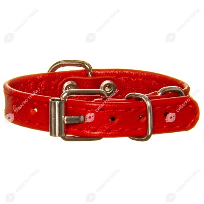 Ошейник кожаный COMFORT (ДВУХСЛОЙНЫЙ, ПРОСТРОЧКА, ЦВЕТНОЙ) 14 - 21 см, 1,2 см, ECO