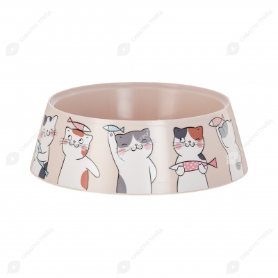 Миска для кошек МУР-МЯУ бежевый 0,3 л, АЛЬТЕРНАТИВА