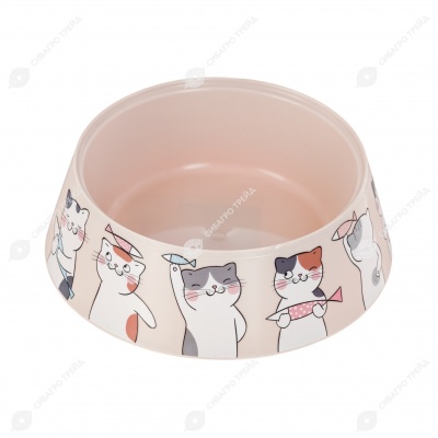 Миска для кошек МУР-МЯУ бежевый 0,3 л, АЛЬТЕРНАТИВА