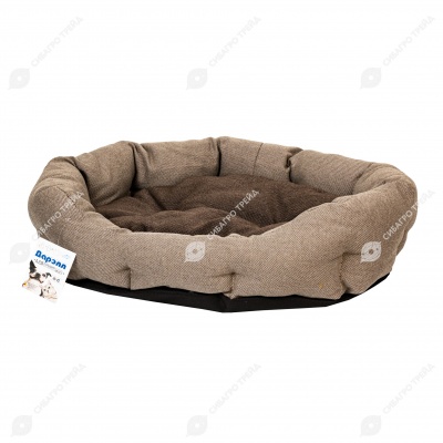 Лежанка ОБЛАКО-РОГОЖКА №3 овальная пухлая БЕЖЕВЫЙ (59 * 51 * 18 см), ДАРЭЛЛ