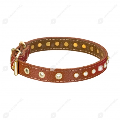 Ошейник №17 кожаный (ПОДКЛАД, СТРАЗЫ), ЧК