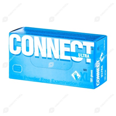 Перчатки нитриловые, плотные, размер XL, 90 пар, CONNECT BLUE NITRILE ULTRA