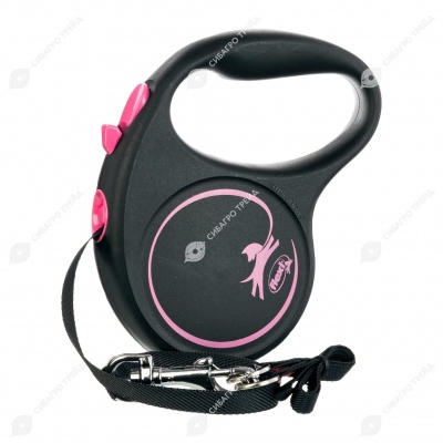 Рулетка BLACK DESIGN S (5 м, 15 кг) ремень, розовый, FLEXI