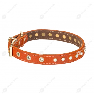 Ошейник №17 кожаный (ПОДКЛАД, СТРАЗЫ), ЧК
