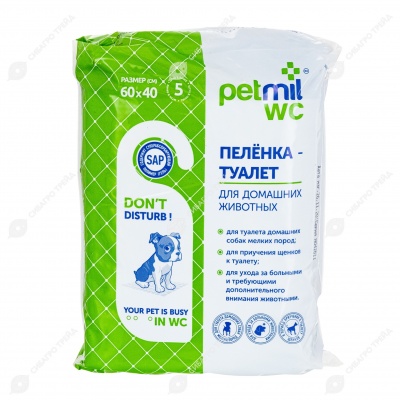 Пелёнки PETMIL с суперабсорбентом 60 * 40 см, 5 шт