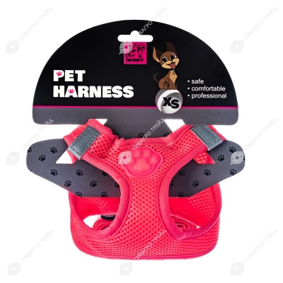 Шлейка-жилет WOGY с поводком, светоотражающими элементами, накопителем света (16 * 13 см) для собак, размер ХS